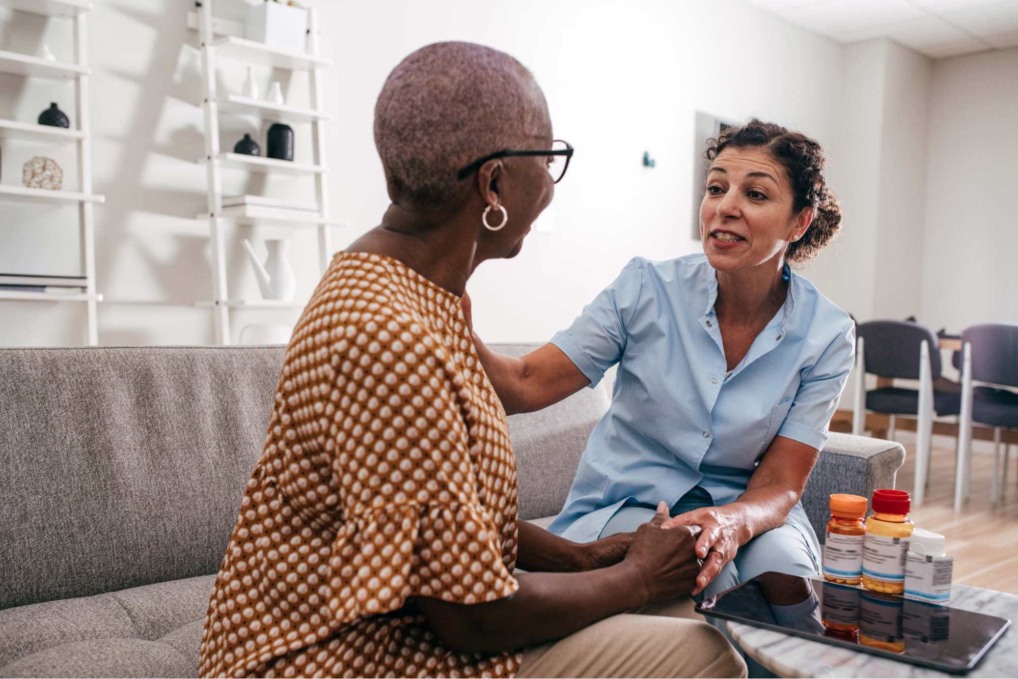 Professional caregiver providing nighttime respite care
